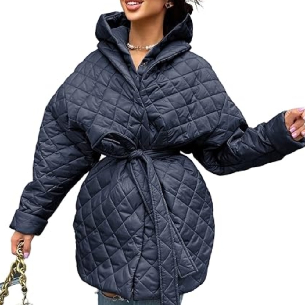 Women Button Down Quilted Puffer Jacket Coat - Size: M New With Tags